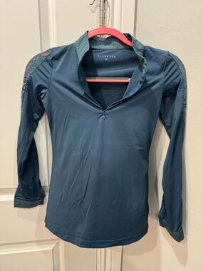 Halter Ego Long Sleeve Lace Detailed Top in Teal